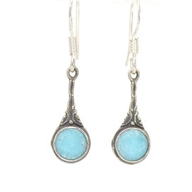 Aquamarine earrings for women, Sterling Silver 925 dangle earrings with blue stone, Dainty drop earrings, Unique silver earrings, March Birthstone, Vintage earrings, Rustic earrings