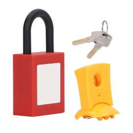 Circuit Breaker Lockout Device Kit Pinout Power Isolation Mini Circuit Breaker Lockout with Padlock for Electrical Switch