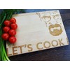 Cutting board LET'S COOK 15x10 inches BEECH wood handmade engraved