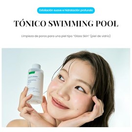 EQQUALBERRY Tnico Exfoliante Facial Swimming Pool Toner - Coreano con Enzima Proteasa y cido Hialurnico, Exfoliacin Diaria Suave, Piel Sensible, 155  