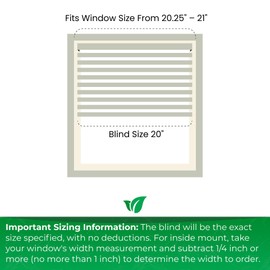 Calyx Interiors Cordless White 1” Light Filtering Mini Blinds 20” W x 60” H Window Blinds for Home, Vinyl Horizontal Blinds for Indoor Windows