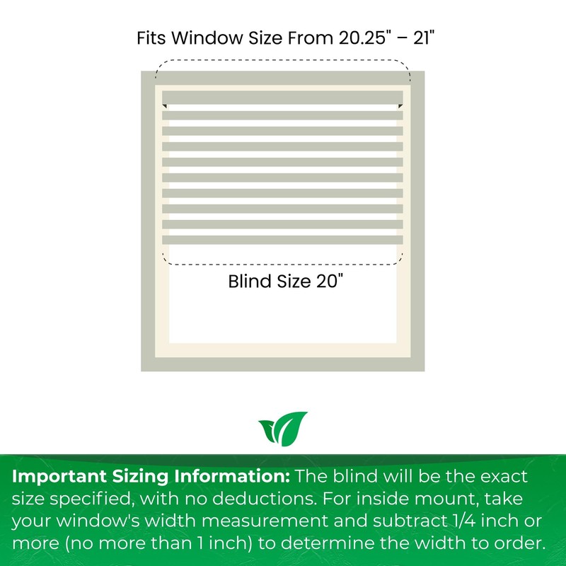 Calyx Interiors Cordless White 1” Light Filtering Mini Blinds 20”