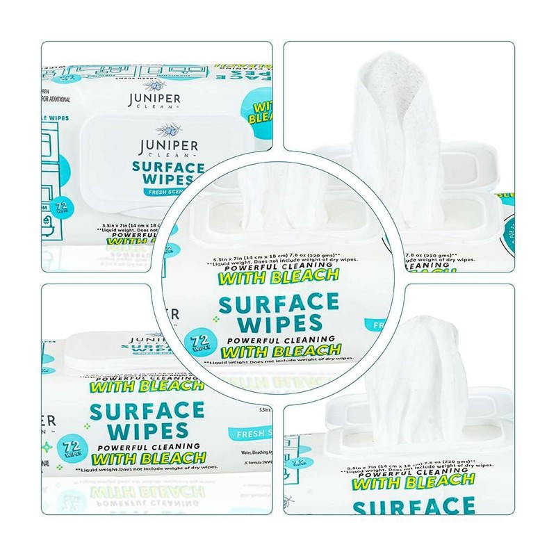 Juniper CLEAN 24 Pack Surface Cleaning Wipes with Bleach, All-Purpose