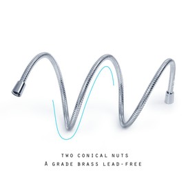 Shower Hose Replacement,72-inch 304 Stainless Steel Extra Long Hand Held Shower Hose Chrome With Brass Fitting (72-inch, Chrome)