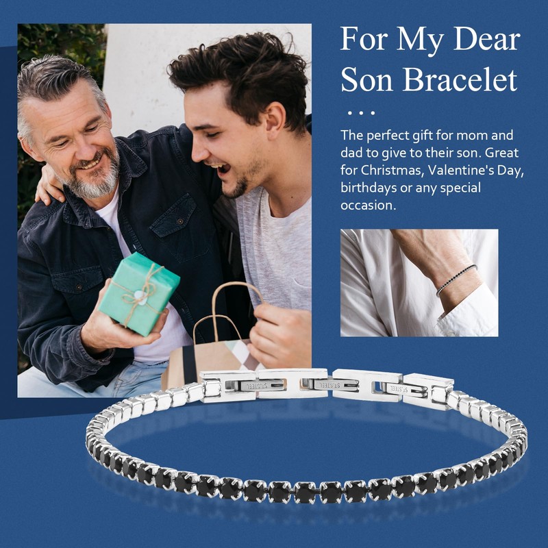 FANCIBAND To My Son Bracelet From Mom Cubic Zirconia Tennis