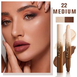 Barra de Contorno e Iluminador 2 en 1, Contouring Facial y Efecto Glow | Barra de Maquillaje en Crema de Doble Punta, Efecto Natural y Resistente al A