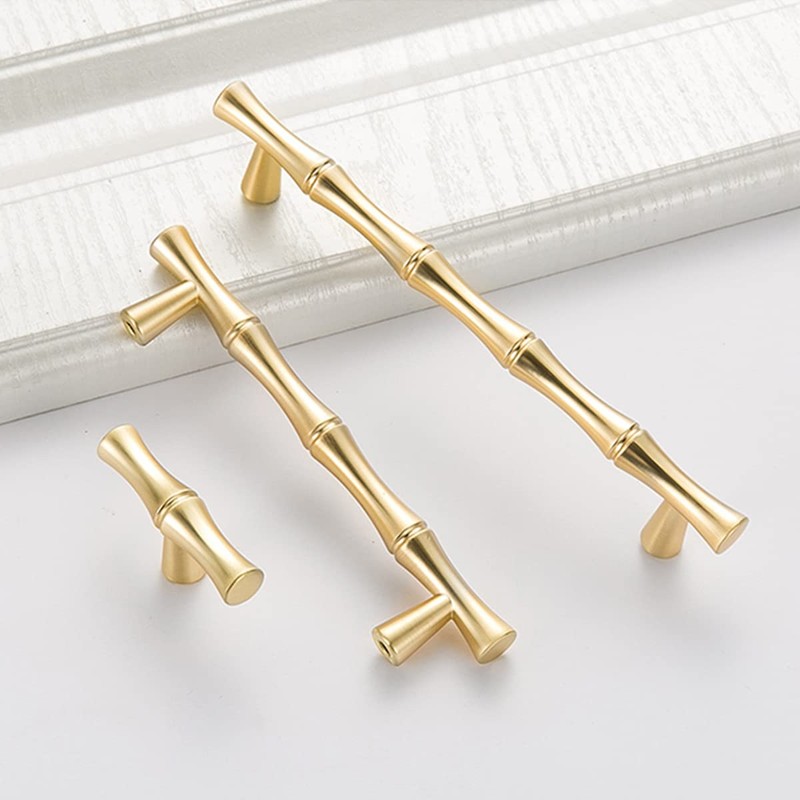 Bilindasly Bamboo Shape Cabinet Knobs Gold Dresser Knobs Kitchen Knobs