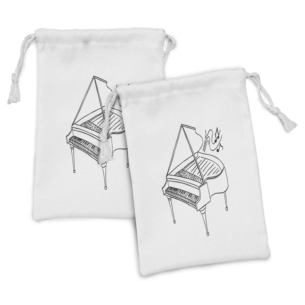 Ambesonne Music Note Fabric Pouch Set of 2, Monochrome Style