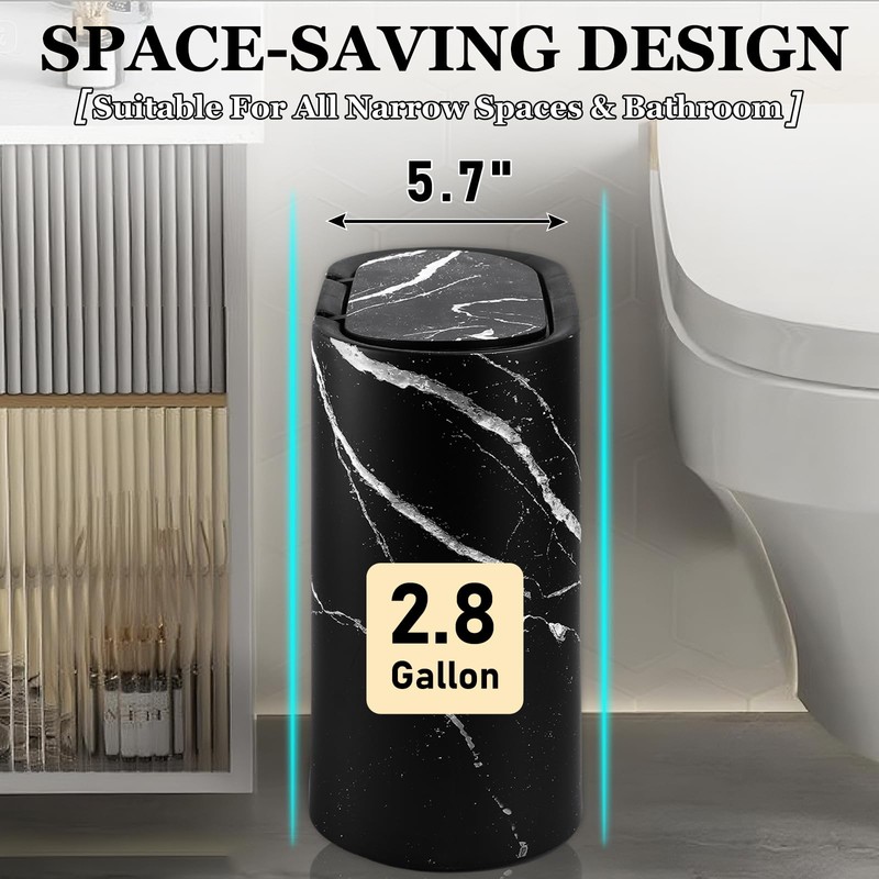 InnJoey Bathroom Accessories Set, 9-Piece Marble Black Bathroom Set, Black
