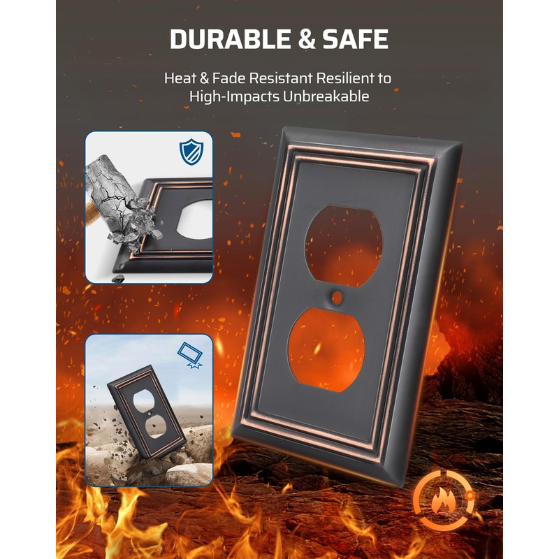 DEWENWILS 4-Pack Duplex Wall Plate, Metal Wall Outlet Cover for
