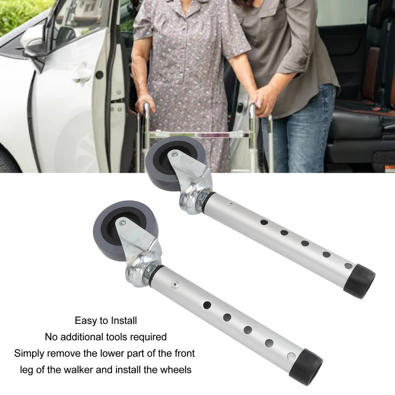 Walker Wheels Universal Rotating Adjustable Height Replacement Seniors Walker Front