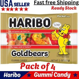 Haribo Gummi Candy, Goldbears, 2 Ounce,Pack of 4