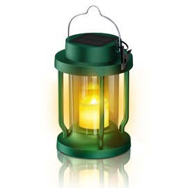 FriutShine Solar Lantern Outdoor & Indoor Use – Hanging Solar Lights with Realistic Flickering Flameless Candle, Weatherproof for Gardens, Patios, Trees, and Lawns (Green, 1 Pack)