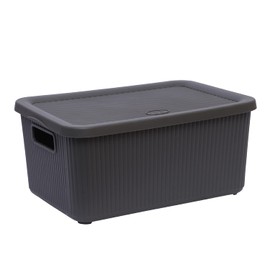 JMS we create smile 7L Multipurpose Plastic Storage Box With Lid Storage Basket Storage Container Stackable Bin Box With Handles Makeup Storage (BOTTLE GREY)