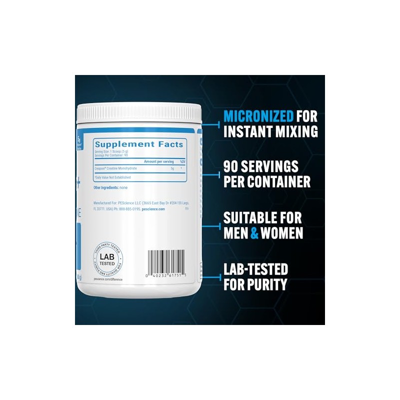 PEScience Trucreatine+, Monohidrato De Creatina Pura Y Polvo Elevatp, 90