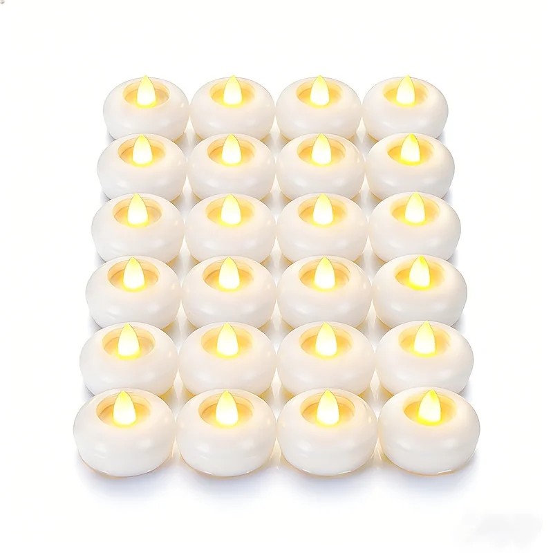 24 Pack 2" Flameless LED Floating Candles Battery Powered, Flickering,