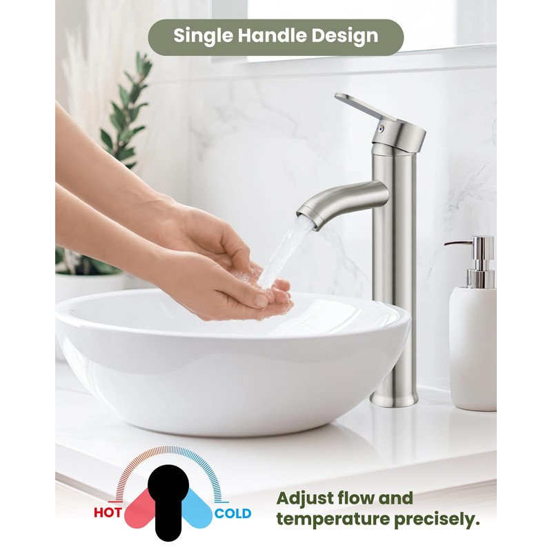 gotonovo Vessel Sink Faucet Modern Tall Bathroom Faucet Single Handle