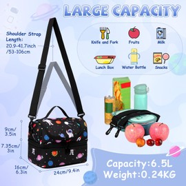 Chase Chic Children's Lunch Bag, Insulated Boys Lunch Boxes, Cool Bag with Two Compartments and Removable, Adjustable, Children's Lunch Bag, Nursery Bag, Black Astronaut