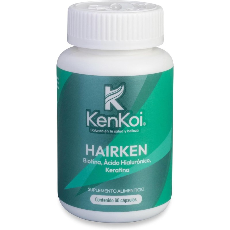 Biotina Ácido Hialurónico y Keratina Hairken 60 cápsulas toma para