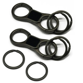 Lancher 2-Pack Key Chain Easy to Remove Keys Quick Release (2 Extra Key Rings and Gift Box) Double Key Clip Car Keychain for Man and Women-Black