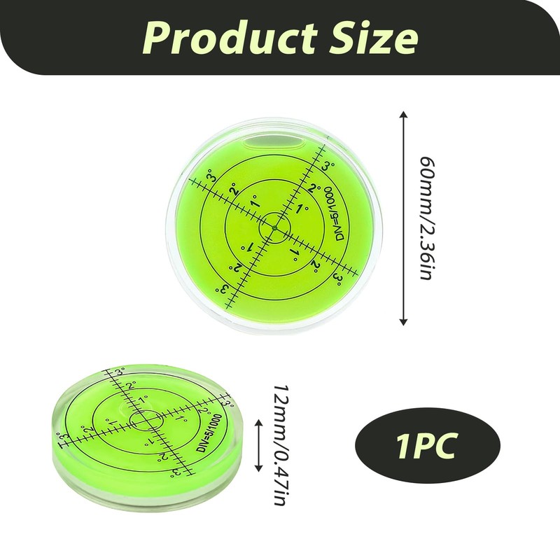 Bullseye Bubble Spirit Level Large Acrylic, 60mm Circular Spirit Level