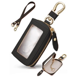 Encore Smart Key Case, High Quality Genuine Leather, Unisex, Genuine Leather, Compatible with Smart Keys, Strap, Window, Leather, Key Holder, Clear Window, Compact, Smart Key Case, Black