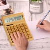 Multifunctional Bamboo Electronic Calculator Counter 12 Digits Solar & Battery