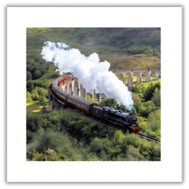 Woodmansterne Birthday/Blank Greeting Card for Men with Scenic Countryside Steam Train Design - General Card Suitable for Any Occasion