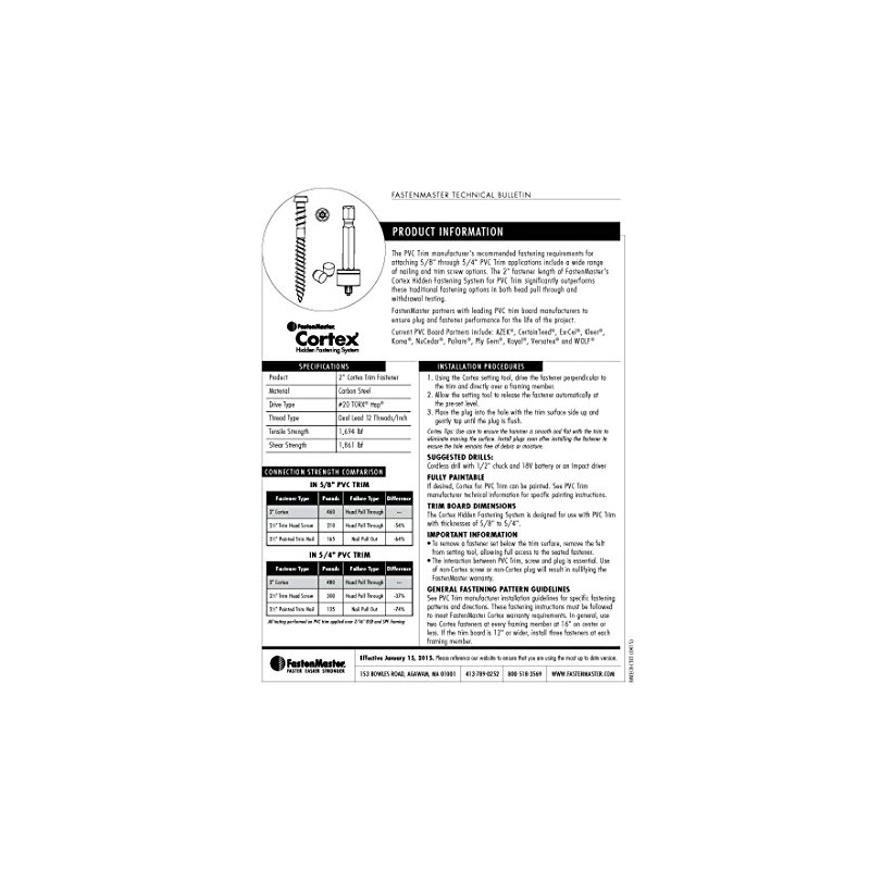 FastenMaster Cortex for AZEK Frontier Trim For 50 Lineal Feet