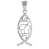 925 Sterling Silver Vertical Jesus Ichthus Charm Christian Fish Pendant