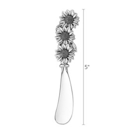 Supreme Housewares Sunflower Cheese Spreader Set, Zinc Alloy Butter Spreaders with Decorative Handles for Cheese, Cream, and Dips, Silver, 5 Inch, Set of 2