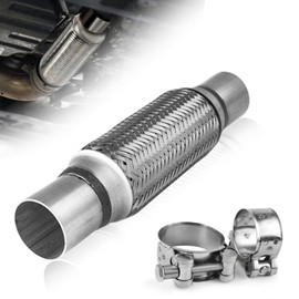 Flexrohr Auspuff, 45x200x300 mm Edelstahl Flexrohr Reparaturrohr mit 2 Edelstahlklammern Flexrohr Reparaturrohr für Reduzieren Sie Abgasgeräusche in Autos