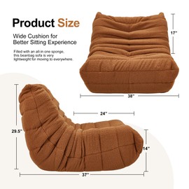 Hobestluk Bean Bag Chairs for Adults Giant BeanBag Chair Sofa Memory Foam Bean Bag Chair Faux Fur Fireside Bean Bags Big Lazy Sofa for Living Room Bedroom Dorm Office (Brown Teddy)
