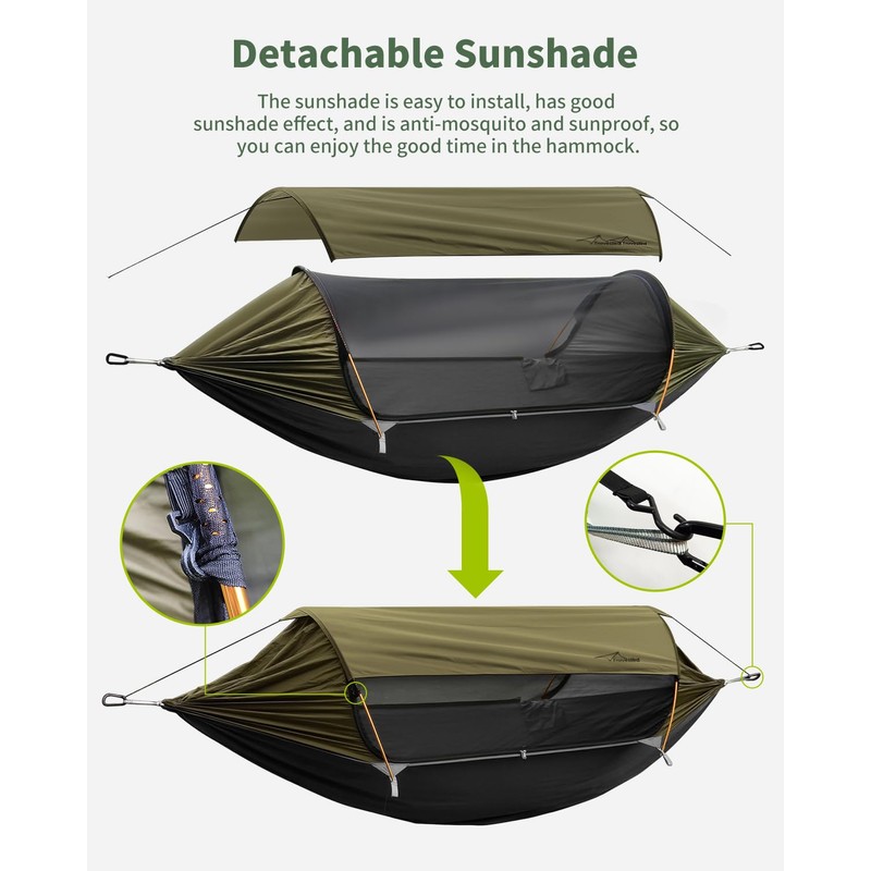 Travel Bird Camping Hammock Tent with Mosquito Net and Removable