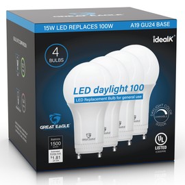 Great Eagle Lighting Corporation 15W (100W Equivalent) GU24 LED Light Bulb Dimmable 5000K Daylight, UL, Replace CFL Twist-in 2 Prong (4-Pack)