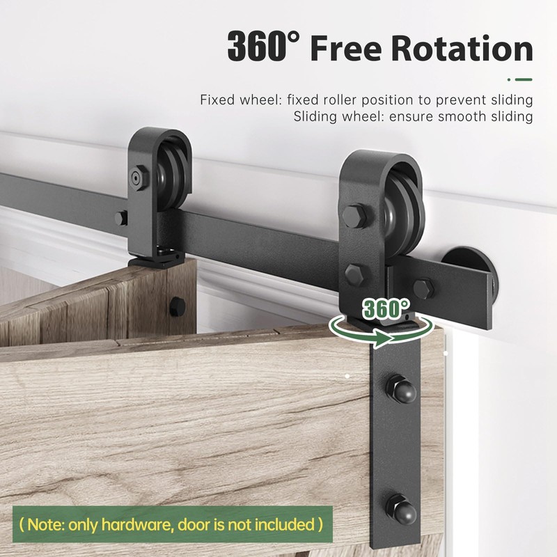 Roymelo 40" Bifold Sliding Barn Door Hardware Track Kit,Side Mounted