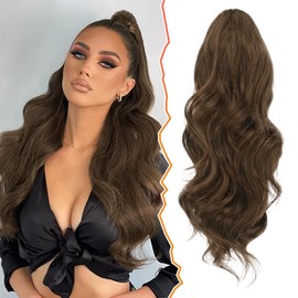 BARSDAR 40 cm Curly Drawstring Ponytail Hairpiece Hair Extension, Wavy Curly Ponytail Extension Synthetic Hairpiece Ponytail Extension for Women and Girls