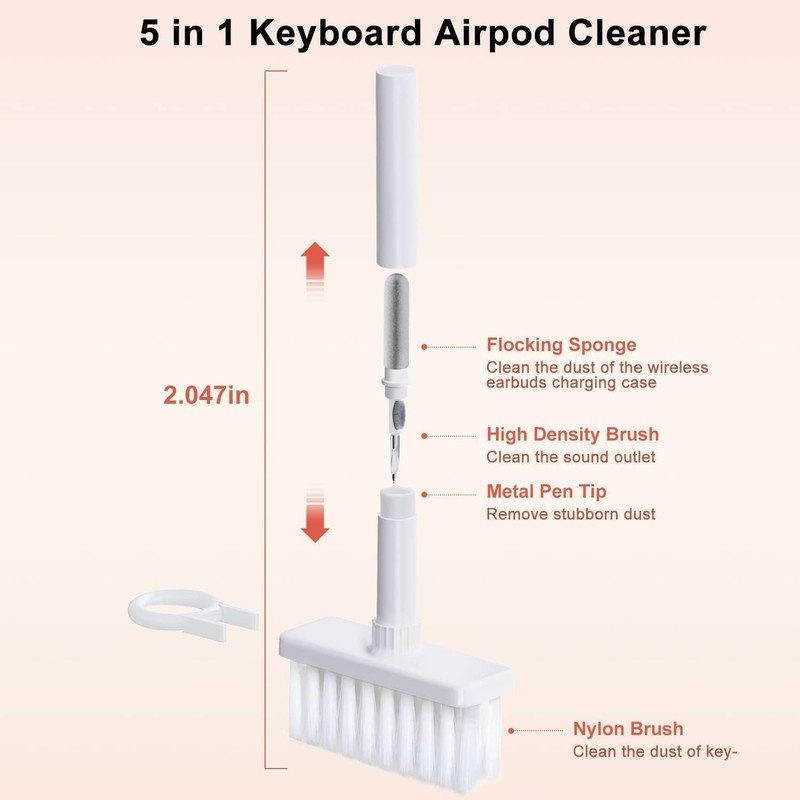 PeakTrend 5 in 1 Keyboard Cleaning Brush Kit,Multifunctional Earbuds Cleaner