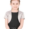 BlackButterfly Niñas Satín Corto Manga Torera Chaquetilla (Plata, 5-6 años)