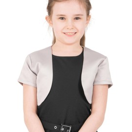 BlackButterfly Niñas Satín Corto Manga Torera Chaquetilla (Plata, 5-6 años)
