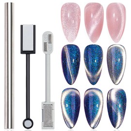 DANNEASY 3pcs Cat Eye Magnet for Nails Acrylic Magnetic Gel Nail Polish Stronger Nail Magnets Wand Double-Head Magnet Board Nail Polish Magnet Pen Nail Design Tools Nail Art Accessories
