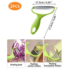 Pack of 2 Stainless Steel Vegetable Peelers, Cabbage Peeler, Fruit Peeler, Wide Neck Peeler, Kitchen Potato Peeler, Vegetable Peeler, Multifunctional Veggie Peeler, Asparagus Bowls for Home Kitchen