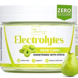 Zero Sugar - Pear Candy Electrolytes Powder - Extremely Refreshing Hydration - Caffeine Free Energy with All Natural Ingredients - Vegan, Keto, Paleo - Sugar Free Electrolytes Drink Mix - 30 Servings
