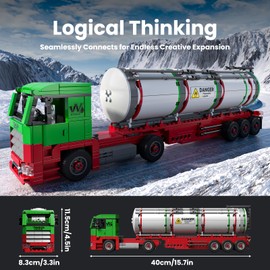 Mould King 24075 Clamping Blocks Tanker Truck Toy Building Blocks Truck Model Kit Truck Building Block MOC Collectible Model Gifts for 8+ Children and Adults (556 Pieces)