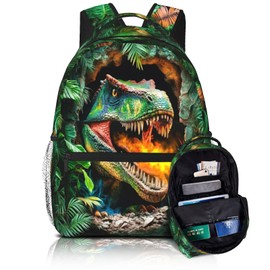 School Backpack for Boys- Dinosaur Backpacks Boys Backpack for Kids Children Teens Elementary Middle School - Students Bookbag Ages 6-18, Dinosaur Bookbag Travel Back Pack