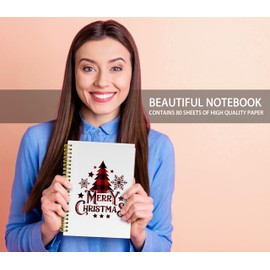 Knibeo Plaid Christmas Tree Notebook Journal - Christmas Notebook, Christmas Tree Notebook, Gifts for Christmas, 5.5×8.3 Lined Paper Spiral Bound Notebook with 164 Pages