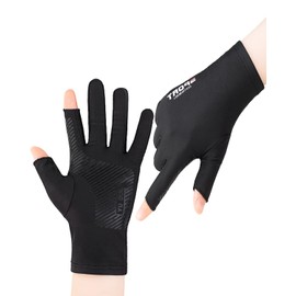 YFFSFDC Fishing Gloves, 2 Finger Out, UV Protection, Sun Protection, Breathable, Unisex, Anti-Slip, Outdoor Sports, a-black