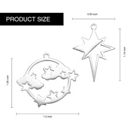 COGCHARGER Pack of 12 Stainless Steel Charm Pendants Laser Cut Charm Assorted Stainless Steel Pendants for Jewellery Necklace Bracelet Earring Making Crafts