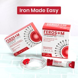 Ferosom Forte LCE Liposomal Iron – Iron Supplement Capsule Gentle on the Stomachs – 30g Elemental Iron with Vitamin C – One-A-Day Easy to Swallow Iron Pills for Women and Men, 20 Vegan Iron Capsules