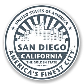 2 x 10 cm San Diego Usa Flag Car Sticker Laptop Luggage Tag # 6700, 10CM x 10CM